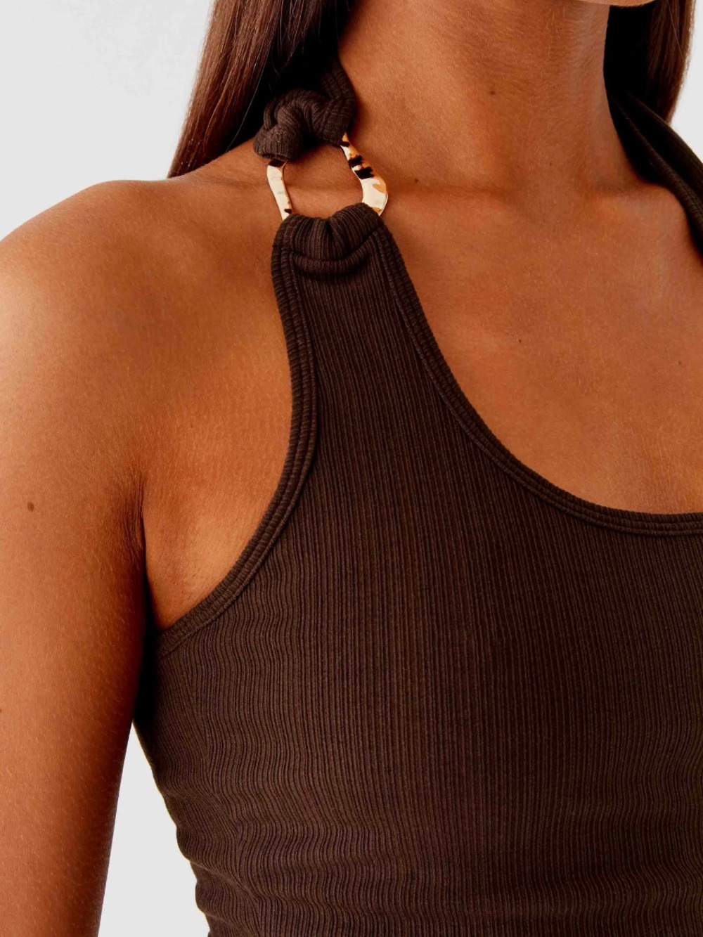 Peppermayo Brown Ribbed Racerback Tank Top - Picture 2 of 3